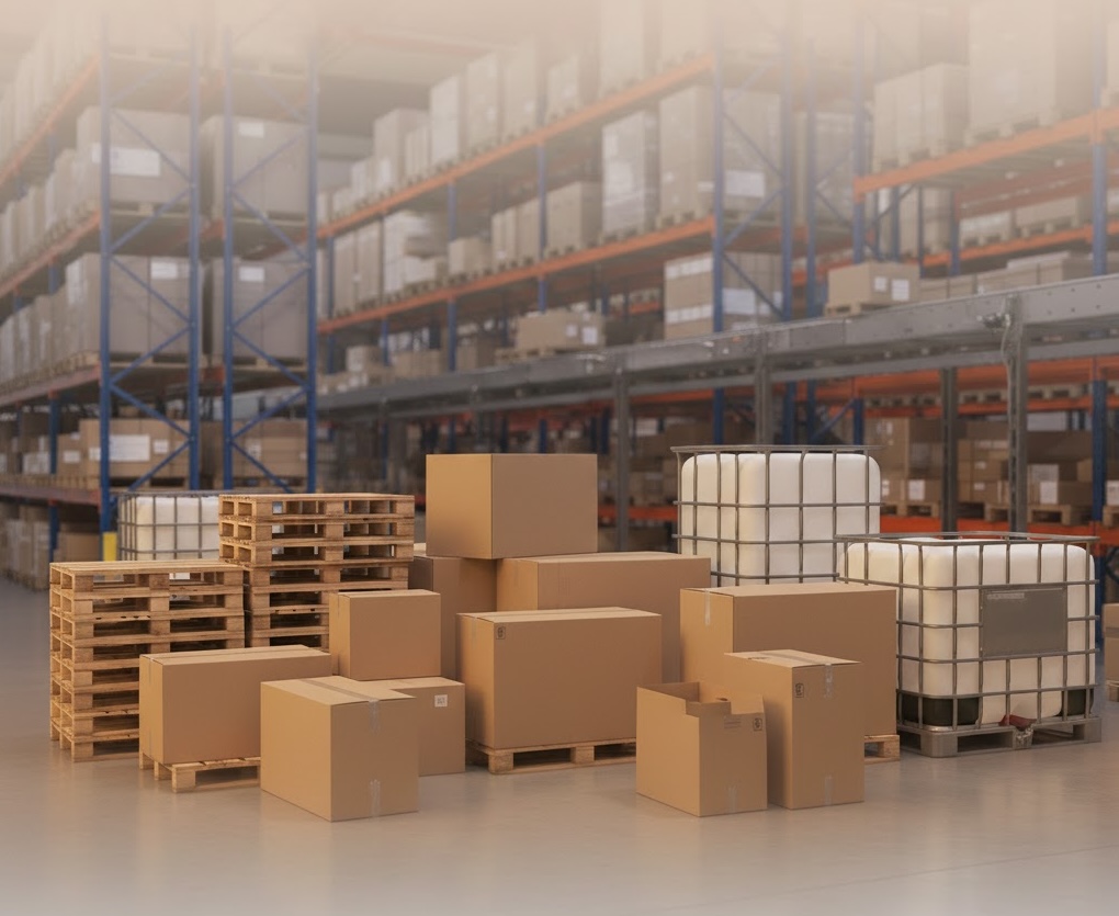 Our warehouse facility with industrial packaging inventory