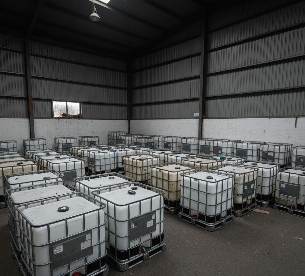 IBC totes showing 275 and 330 gallon options